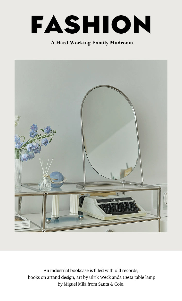 Mittelalterlicher Schminkspiegel, vertikaler Kommodenspiegel, Ins Wind Schmiedeeisen Schlafzimmerspiegel, Licht Luxus, künstlerischer Sinn 