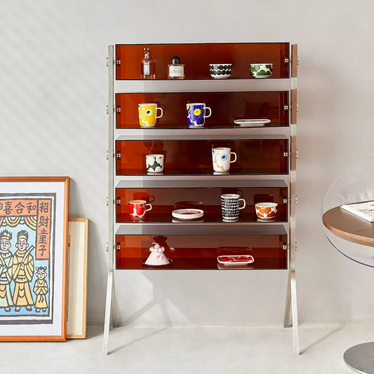 Acrylic shelf Multi-layer floor-to-ceiling household display rack Figure display shelf Cup storage cabinet