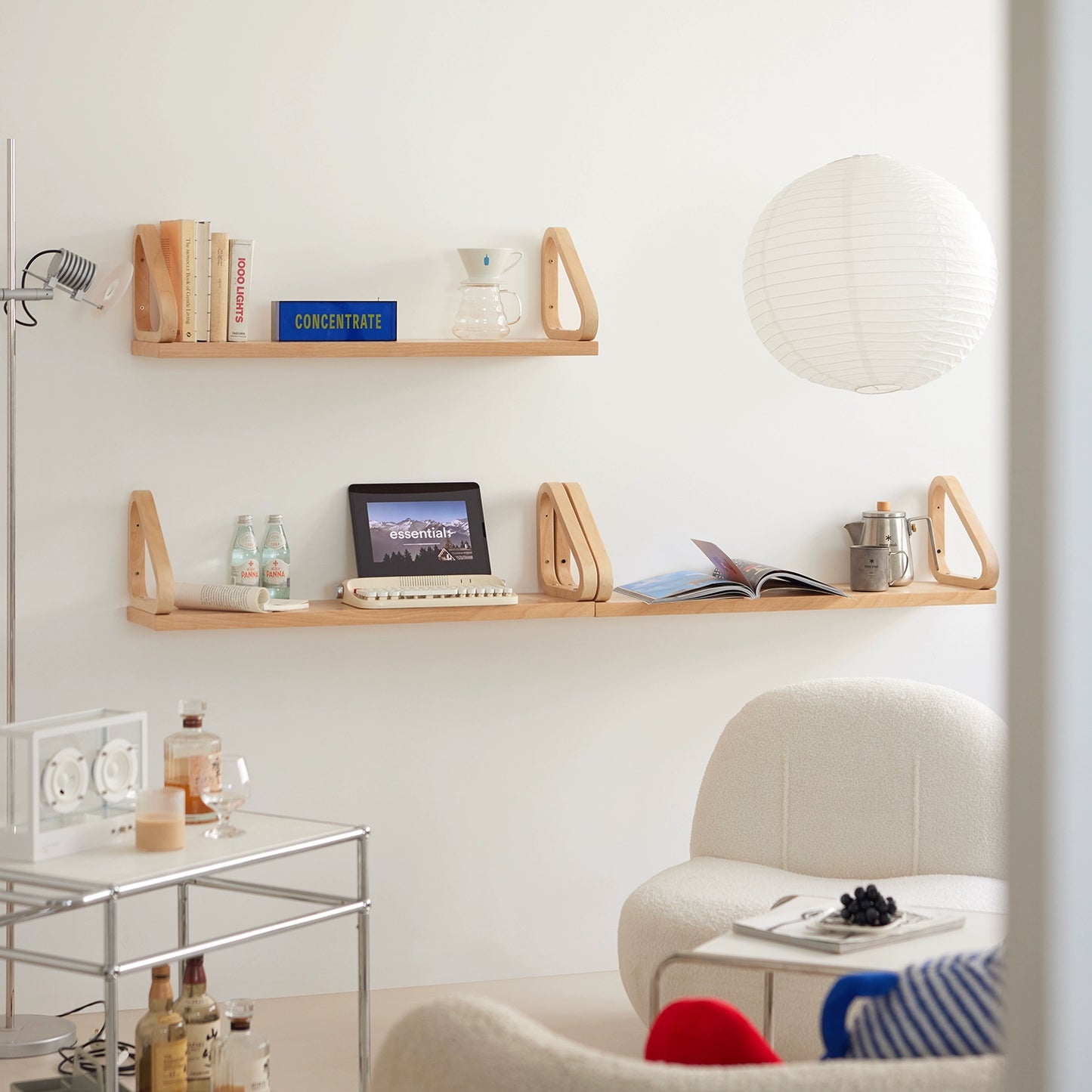 Wall Shelf Medieval Ins Simple Wall Hanging One-word Board Bookshelf Log Wind Display Rack