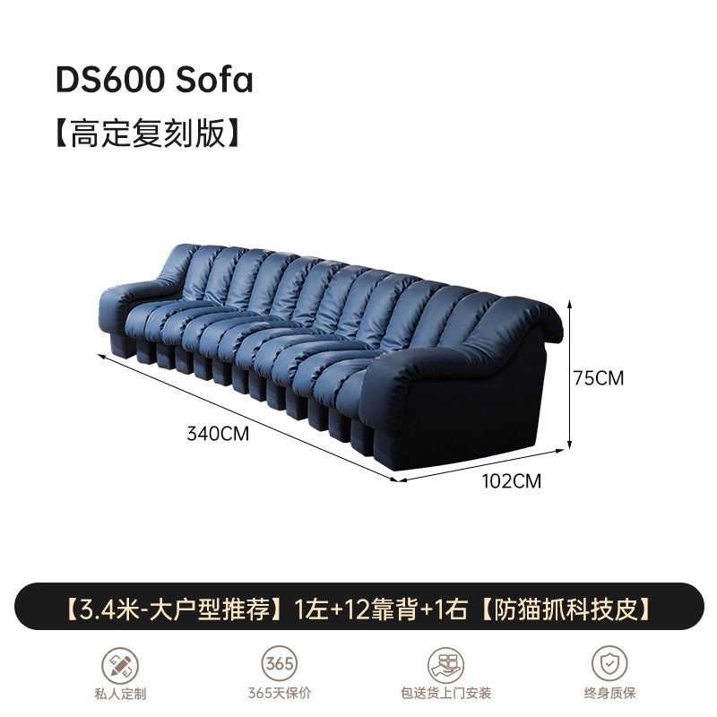 Italian Light Luxury Leather Snake Sofa DS600 Curved Sofa Villa Large Flat Layer Designer Module Combination