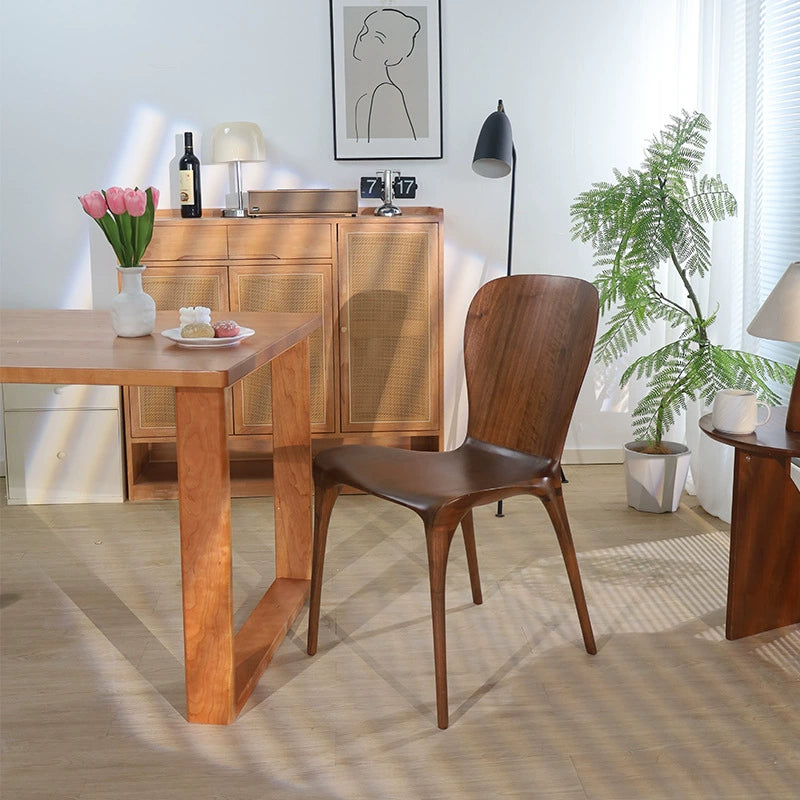 Eureka-Stuhl, nordamerikanischer schwarzer Nussbaum, reines Massivholz, Vollzapfen- und Zapfen-Esszimmerstuhl, leichter Luxus-Designerstuhl 