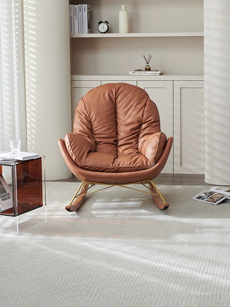 Ins Popular Rocking Chair Cream Wind Single Sofa Recliner Modern Living Room Bedroom Balcony Leather Lazy Leisure Rocking Chair