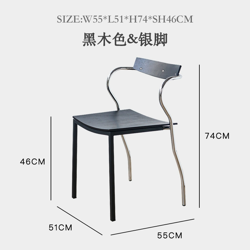 Einfacher Designer-Esszimmerstuhl, mittelalterlicher künstlerischer Stuhl, Schmiedeeisen, Massivholz, Café, Restaurantstuhl, Freizeit 