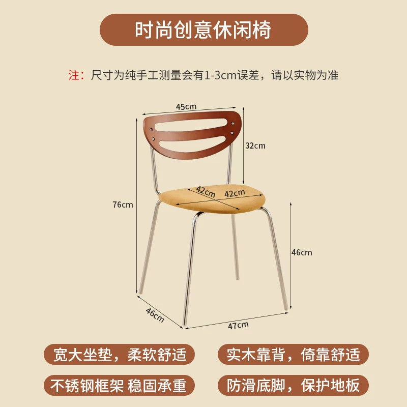 Mittelalterlicher Esszimmerstuhl aus Massivholz, einfacher moderner Heimstuhl, Designer-Restauranthocker, lässiger Rückenlehnenstuhl 