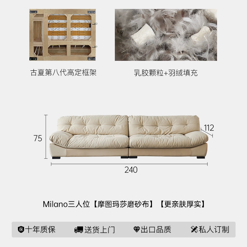 Home Furniture Italian Light Luxury Baxter Clouds Three People Straight Row Living Room Matte Leather Down Sofa