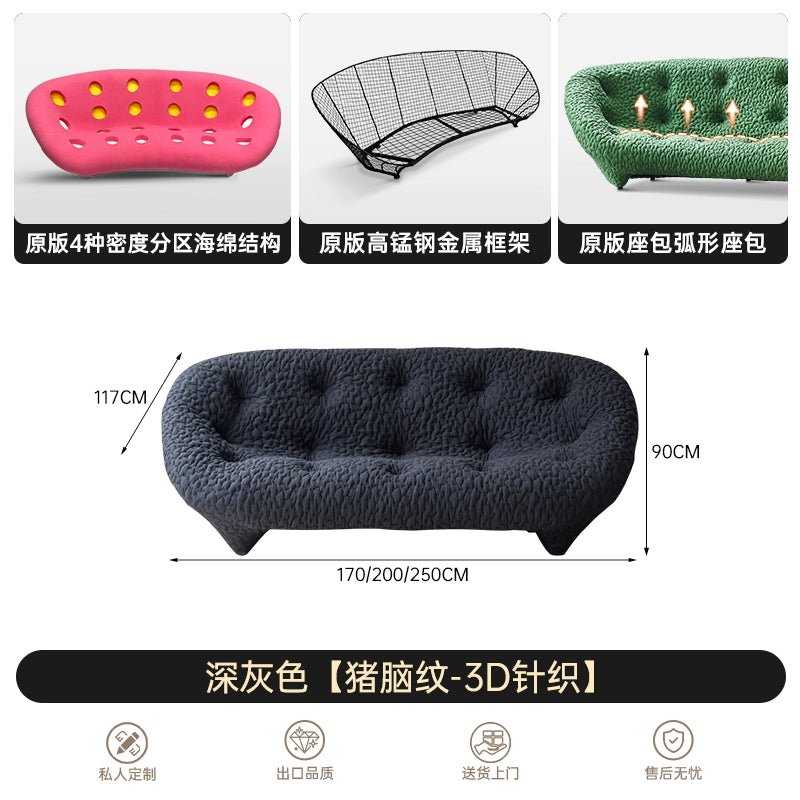 Ploum Designer Creative Nordic Simplicity Chen Xiaochun with The Same Fabric Curved Shell Sofa
