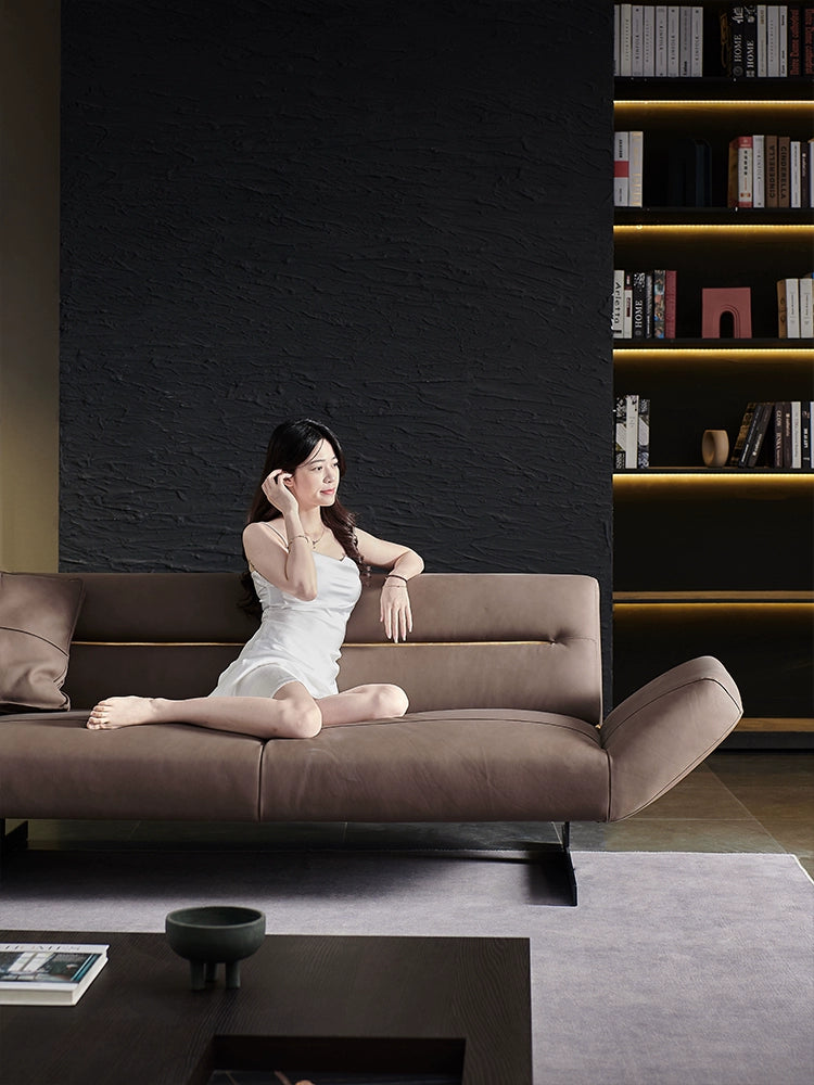 Nordic Modern Light Luxury First-layer Leather Sofa Italian Small Apartment Living Room Simple Creative Designer Special-shaped Sofa