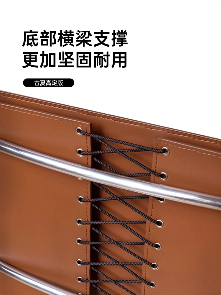 S33 Cantilever Chair Medium Antique Stainless Steel Saddle Leather Dining Chair Modern Simple Armchair Home Living Room Single Chair