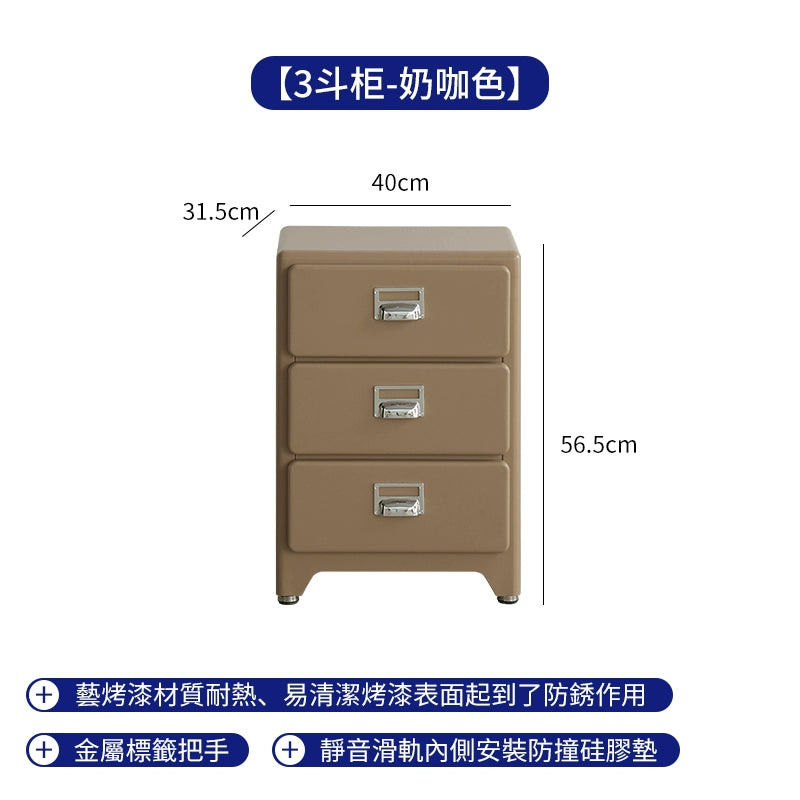 Metallschubladen, Kommodenschränke, Schlafzimmer an der Wand, Nachttische, mittelalterlicher Industriestil, Wohnzimmeraufbewahrung 