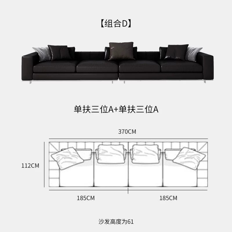 Designer Light Luxury First-layer Cowhide Splicing Corner Combination Italian Minimalist Piano Keys Villa Model Room Sofa