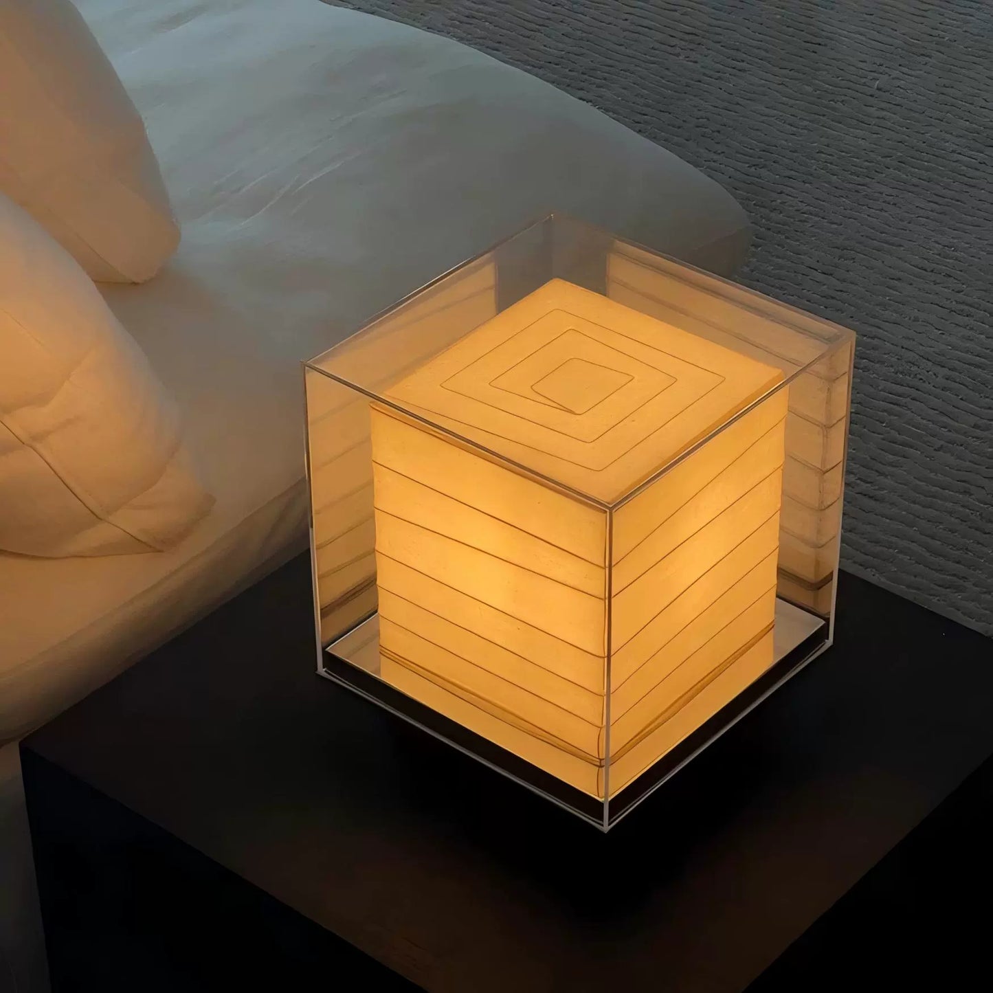 Mittelalterliche Nachttischlampe Designer Square Reispapier Schreibtischlampe Schlafzimmer Hotel Modell Zimmer Umgebungslicht Kreativ
