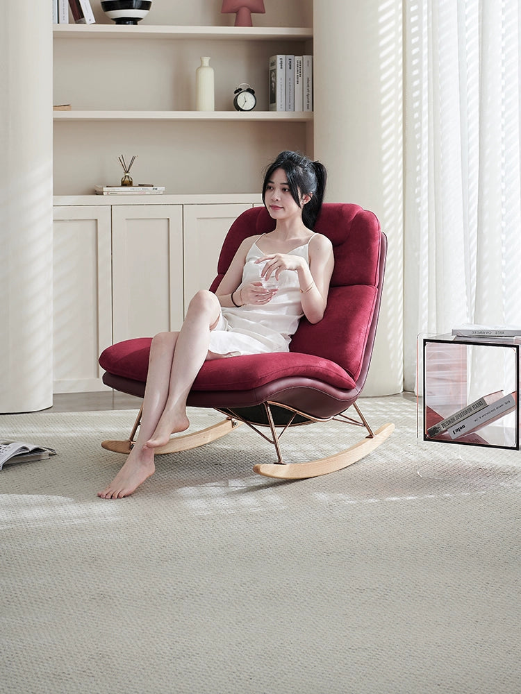Nordic Rocking Chair Recliner Modern Light Luxury Adult Leisure Chair Home Living Room Bedroom Ins Popular Rocking Chair Sofa Single Chair