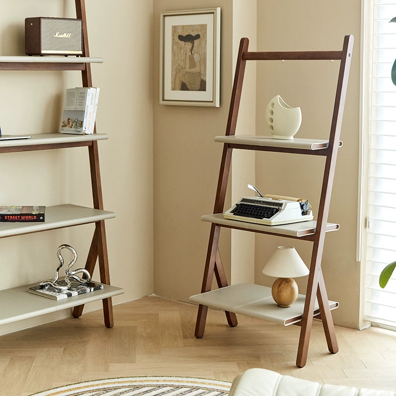 Bücherregal aus Sattelleder, mittelalterliches Replika-Regal, deckenhoher mehrschichtiger Lagerschrank, Wandregal aus Massivholz, Wohnzimmer 