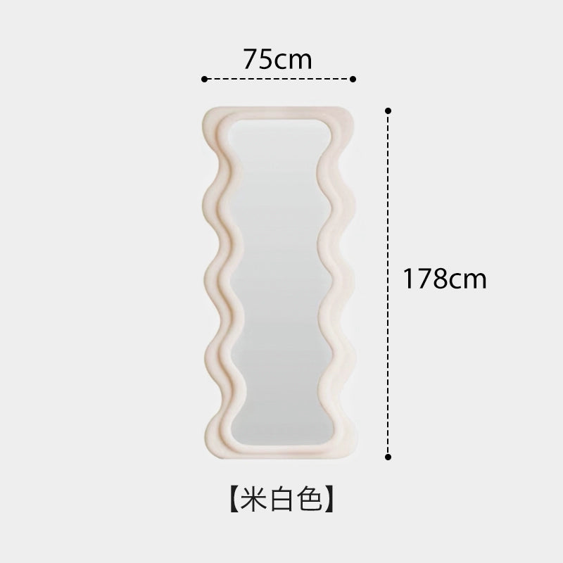 Full-length Mirror Floor-to-ceiling Ins Wind Retro Full-length Mirror Home Living Room Decoration Clothing Store Wave Mirror