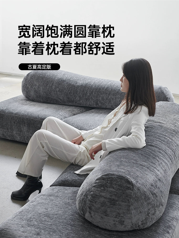 Italian Light Luxury Fabric Rock Sofa Chenille Velvet Large Flat-floor Villa Living Room Special-shaped Module Combination Sofa