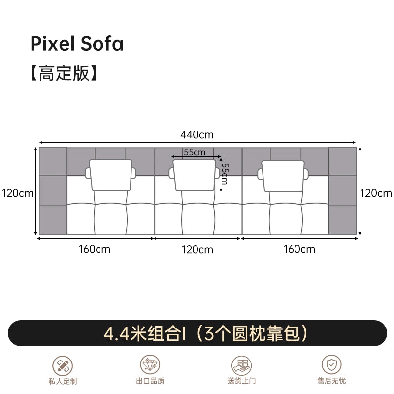 Saba Pixel Sofa Italian Minimalist Designer Villa Large Flat Living Room Leather Free Combination Module Sofa