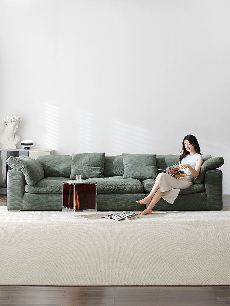 Retro Corduroy Sofa Italian Minimalist Casual Lazy Small Apartment Living Room Straight Row Advanced Light Luxury Fabric Sofa