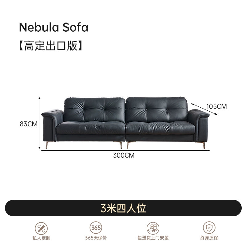 Italian Light Luxury Nebula Sofa Medium Antique Cloud Leather Designer Living Room Small Apartment Straight Row Three-person Sofa