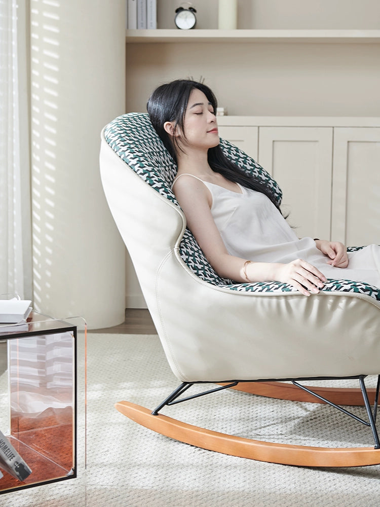 Cream Wabi Wind Ins Popular Rocking Chair Adult Leisure Recliner Living Room Balcony Small Apartment Rocking Chair Single Sofa Chair