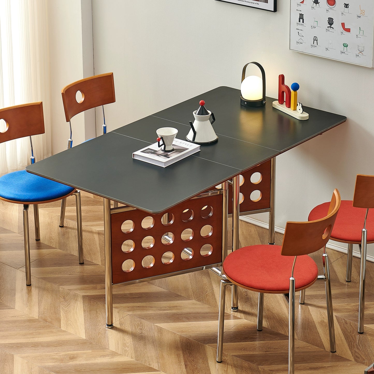 Klappbarer Esstisch aus Steinplatte, kleiner ausziehbarer Tisch für den Haushalt, nordischer mittelalterlicher Esstisch, leichter Luxus, einfach 