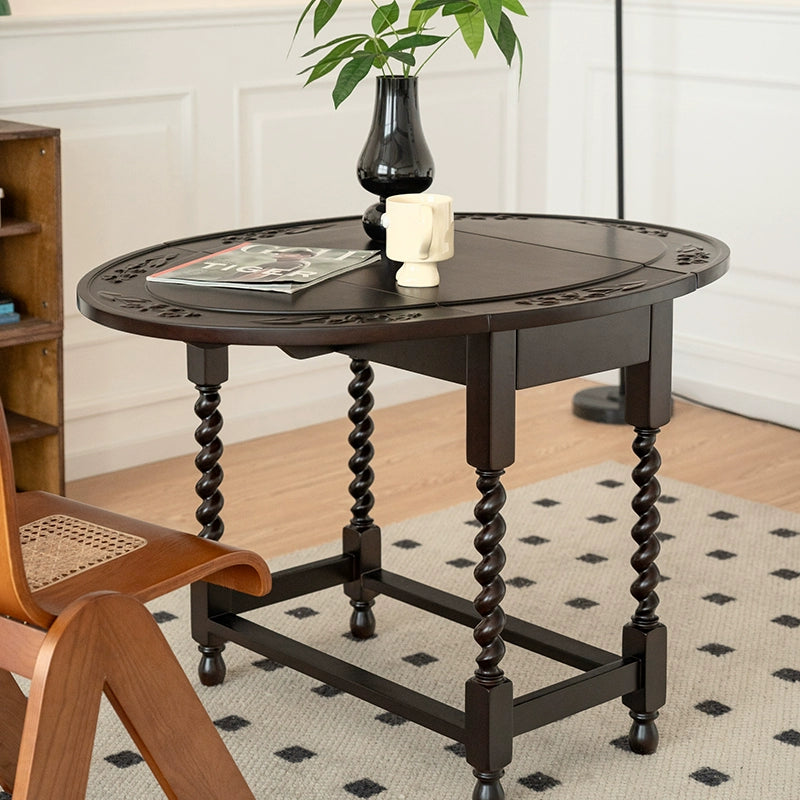 Klappbarer Esstisch Französischer mittelalterlicher Designer Massivholztisch Wohnzimmer Home Balkon Kaffee runder Tisch 