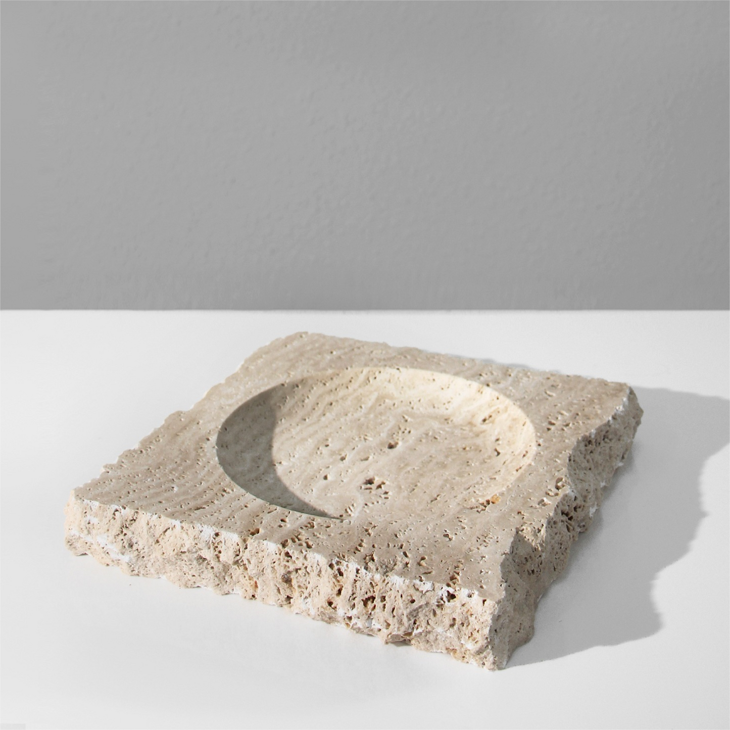 Marmortablett Wabi-Sabi Schmuck Aufbewahrungstablett Aromatherapie Regal Gelb Travertin Französisches Ornament 