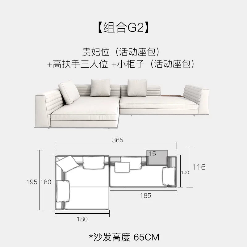 Italian Minimalist Designer Suspended Fabric Leather Villa Large Flat-floor Apartment ROGER Roger Sofa 2022