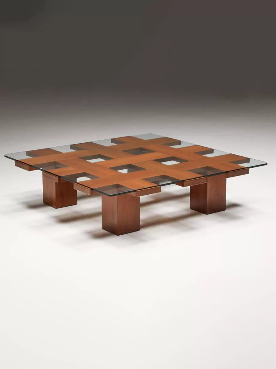 Dänischer mittelalterlicher südamerikanischer Teakholz-ultraweißer Glas-Massivholz-quadratischer Couchtisch Retro-Heim-Großwohnungs-Designer 