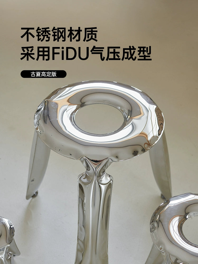 Creative Balloon Stool Designer Stainless Steel Round Stool Shoe Changing Stool Living Room Home Low Stool Art Decorative Metal Stool