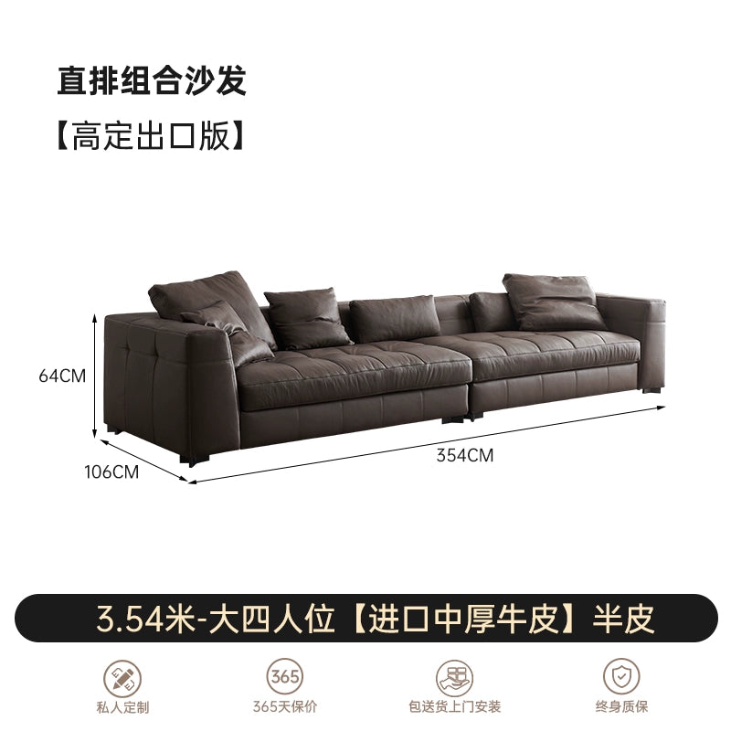 Italian Light Luxury Blaze Sofa Modern High-end Villa Living Room Size Apartment Leather Sofa Straight Combination