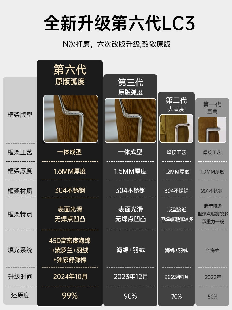 LC3 Sofa Corbusier Medieval Wabi-sabi Living Room Corduroy Fabric Single Sofa