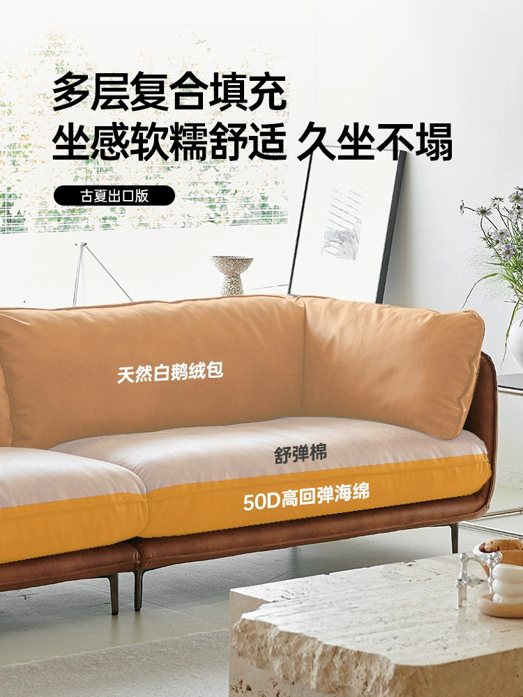 Nordic Retro Oil Wax Cloth Hug Sofa Simple Medium and Ancient Style Small Apartment Living Room HUG Straight Row Three-person Sofa