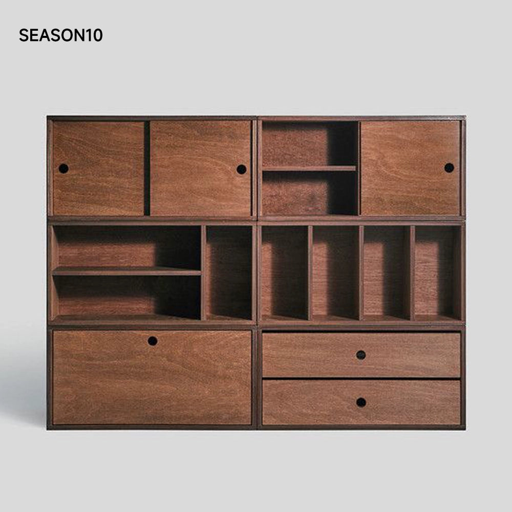 Esszimmer-Seitenschrank-Kombination Massivholzschrank Mittelalter-Lagerschrank Marine-Panel TV-Schrank Lagerboden Bücherregal