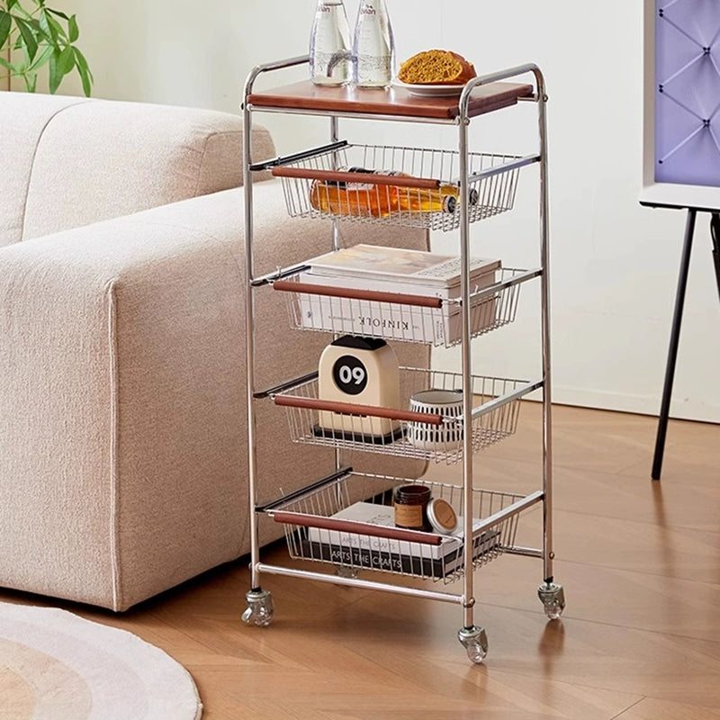 Lagerwagen im mittelalterlichen Stil, Schmiedeeisen-Bodenregal, Wohnzimmer, Haushalt, mehrschichtiges Snack-Gemüseregal 