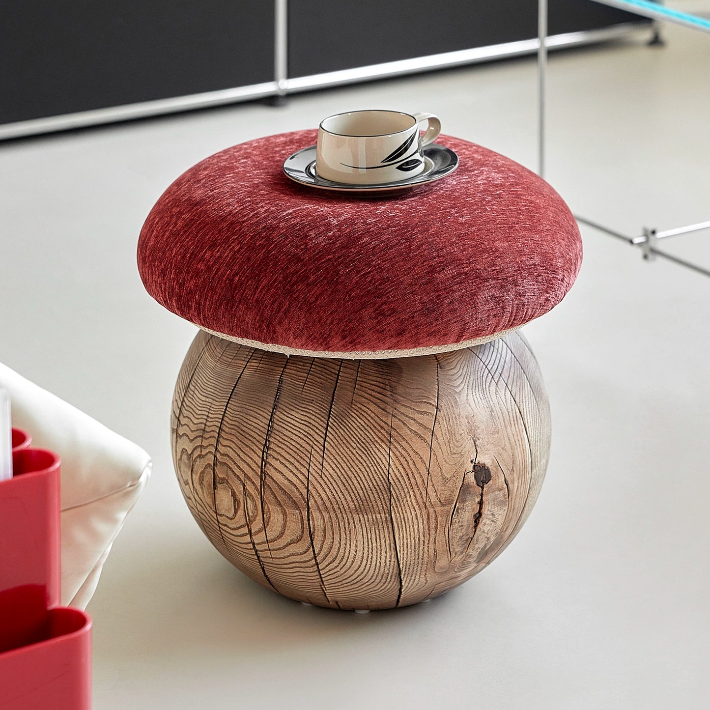 Pilzhocker Designer-Hocker aus Holz, niedriger Hocker, Schuhwechselhocker, mittelalterlicher Creme-Stil, Ankleidehocker 