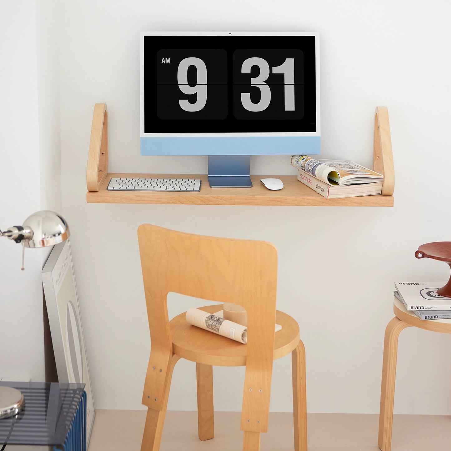 Wall Shelf Medieval Ins Simple Wall Hanging One-word Board Bookshelf Log Wind Display Rack