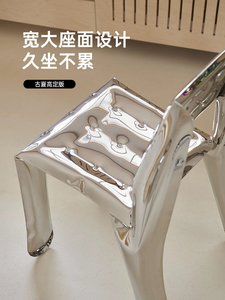 Ins Popular Creative Stainless Steel Balloon Chair Designer Single Chair Art Metal Living Room Balcony Back Chair Leisure Chair