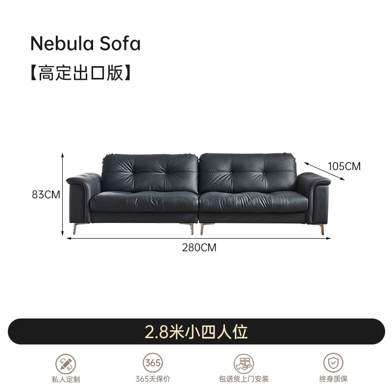 Italian Light Luxury Nebula Sofa Medium Antique Cloud Leather Designer Living Room Small Apartment Straight Row Three-person Sofa