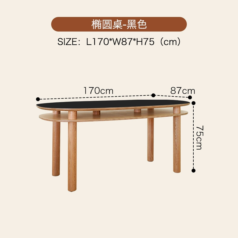 Mittelalterlicher Esstisch aus Massivholz Kreativer Designer Doppelschichtiger ovaler Schreibtisch Nordic Ocean Board Schreibtisch 