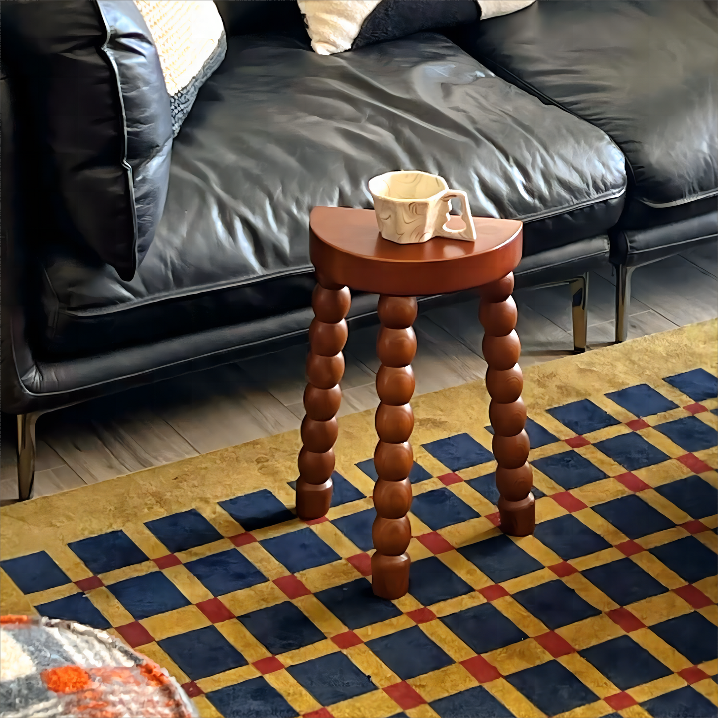 Niedriger Hocker aus französischem Retro-Massivholz, für kleine Wohnungen, Zuhause, Wohnzimmer, Schuhwechselhocker, Designer, einfacher Ankleidehocker 