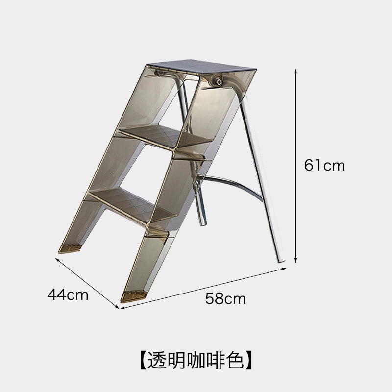 Transparente tragbare Klappleiter für den Haushalt, nordische Ins, dreistufige Leiter, Fischgrätenleiter, multifunktionales Regal 