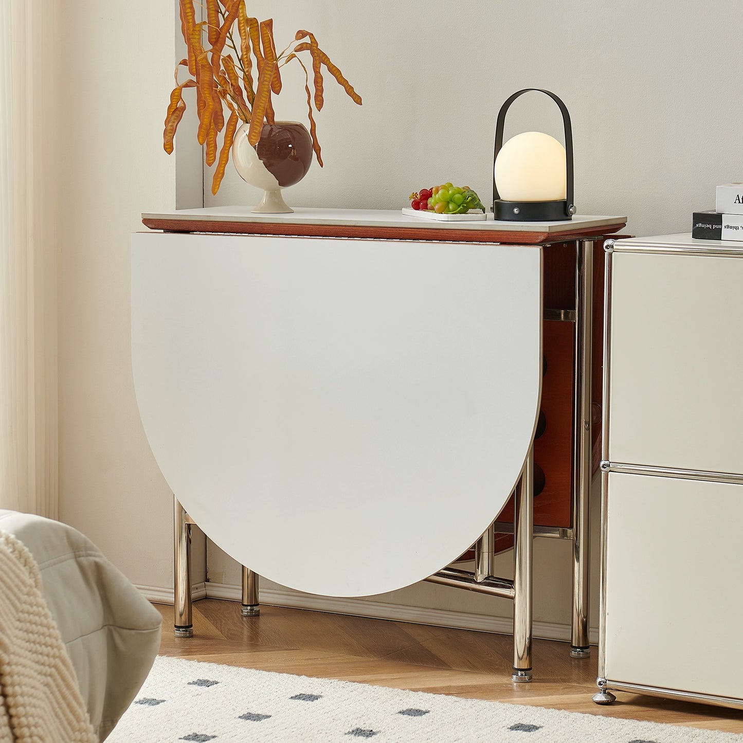 Klappbarer Esstisch aus Steinplatte, kleiner ausziehbarer Tisch für den Haushalt, nordischer mittelalterlicher Esstisch, leichter Luxus, einfach 