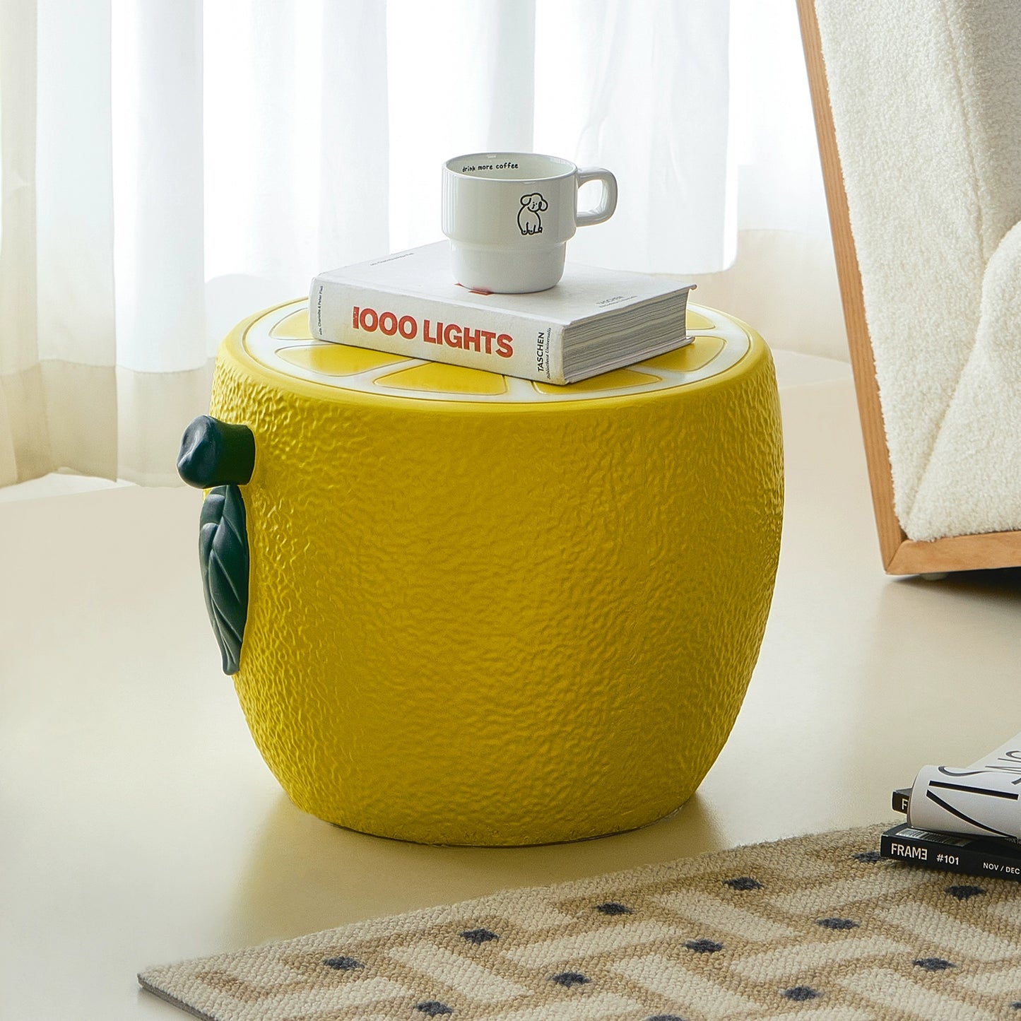 Lemon Hocker Kreativer Designer Niedriger Hocker Schuhwechselhocker Niedlicher kleiner Kinderhocker Internet-Berühmtheit 