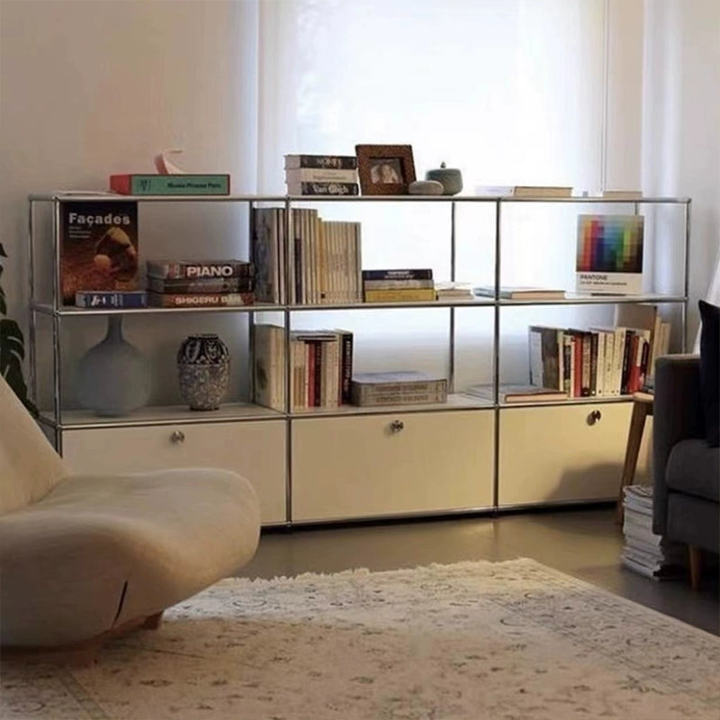 Medieval Light Luxury Dining Side Cabinet Usmah Metallmodulschrank Edelstahl-Eimerschrank Haushalt Wohnzimmer Bücherregal TV-Schrank 