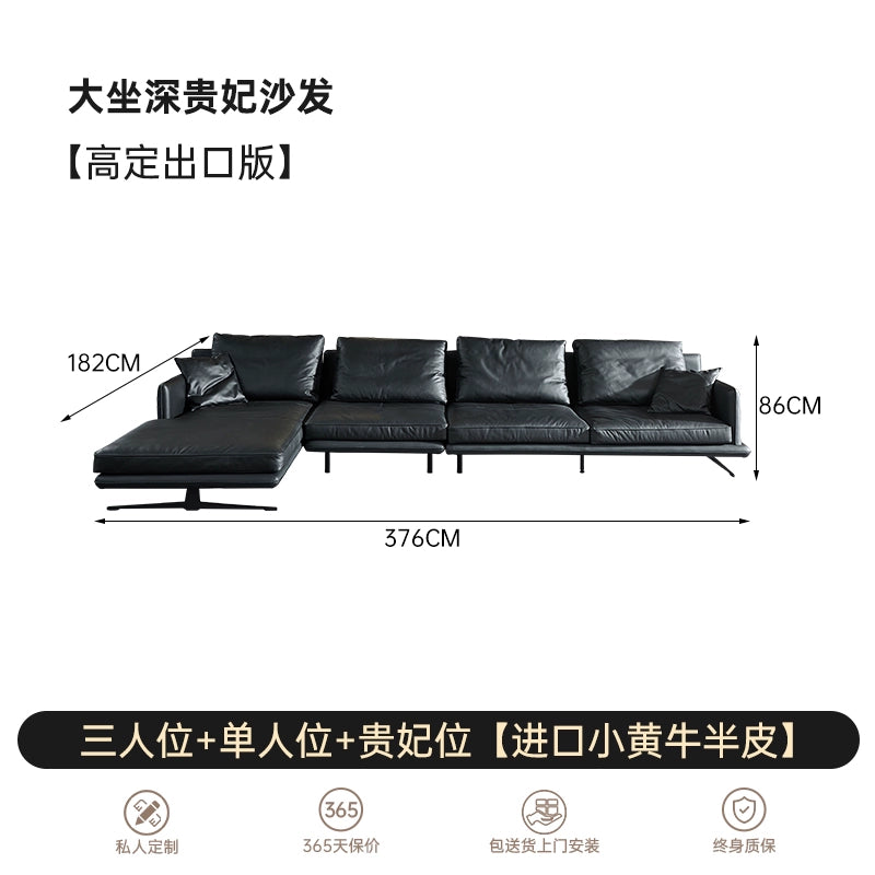 Italian Light Luxury Minimalist Designer Leather Sofa Large Apartment Living Room Home Large Sitting Deep Combination Concubine 2022