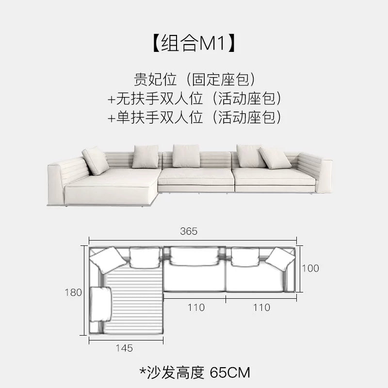 Italian Minimalist Designer Suspended Fabric Leather Villa Large Flat-floor Apartment ROGER Roger Sofa 2022