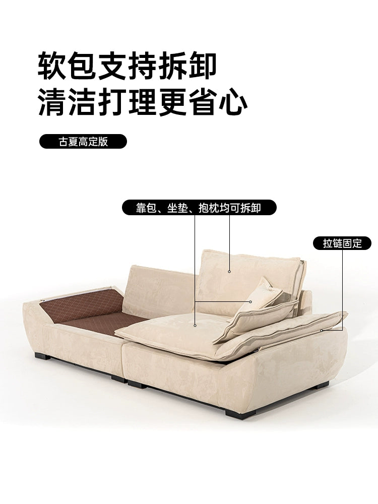 Sailing Sofa French Cream Size Apartment Living Room Straight Row Three People Cat Scratching Cloth Large Sitting Deep Fabric Sofa