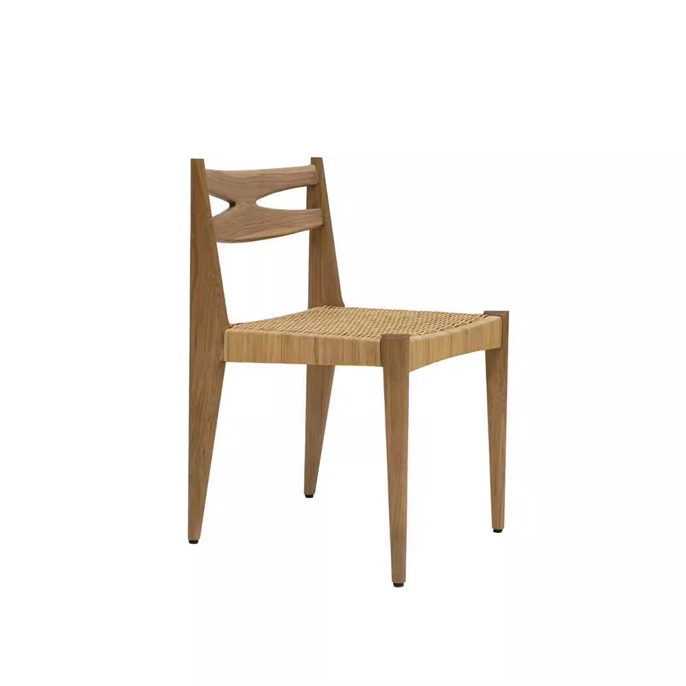 Massivholz Rattan Esszimmerstuhl Mittelalterlicher Wabi-Sabi Stuhl Designer Mittelalterliche Rückenlehne Freizeitstuhl High Sense 