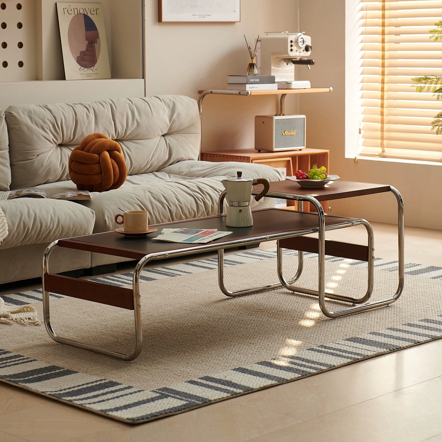 Mittelalterlicher Kombinations-Couchtisch, Wohnzimmer, Heim, Sofa, Beistelltisch, leichter Luxus, High-End, kleine Wohnung, Massivholz-Teetisch 