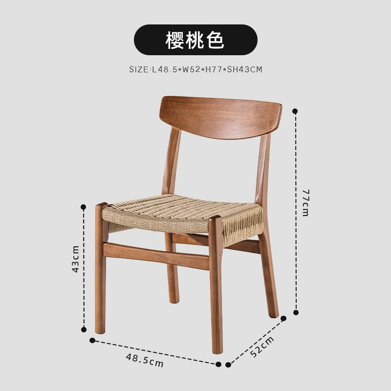 Retro Seil gestrickt Esszimmerstuhl Wabi Wind Massivholz Rückenlehne Stuhl Designer kreativ nordischen japanischen Freizeitstuhl